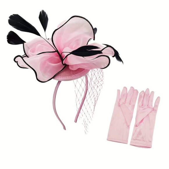 Fascinator Headband with Gloves Necklace - Picture 6 of 9